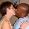 Passionate interracial kiss